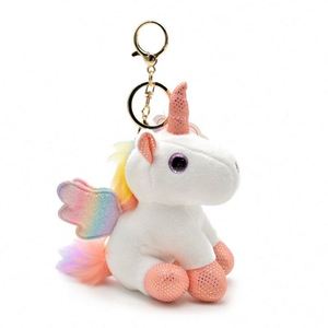 Porte-clés licorne mignon avec ailes d'ange - Peluche douce rose arc-en-ciel pour filles, cadeau et breloque de sac - Product Image 1