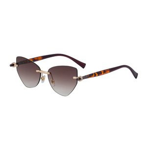 Lunettes de soleil œil de chat sans monture pour femmes, verres PC UV400, monture en plastique et métal avec étui, protection solaire classe 2, tendance haut de gamme - Product Image 4