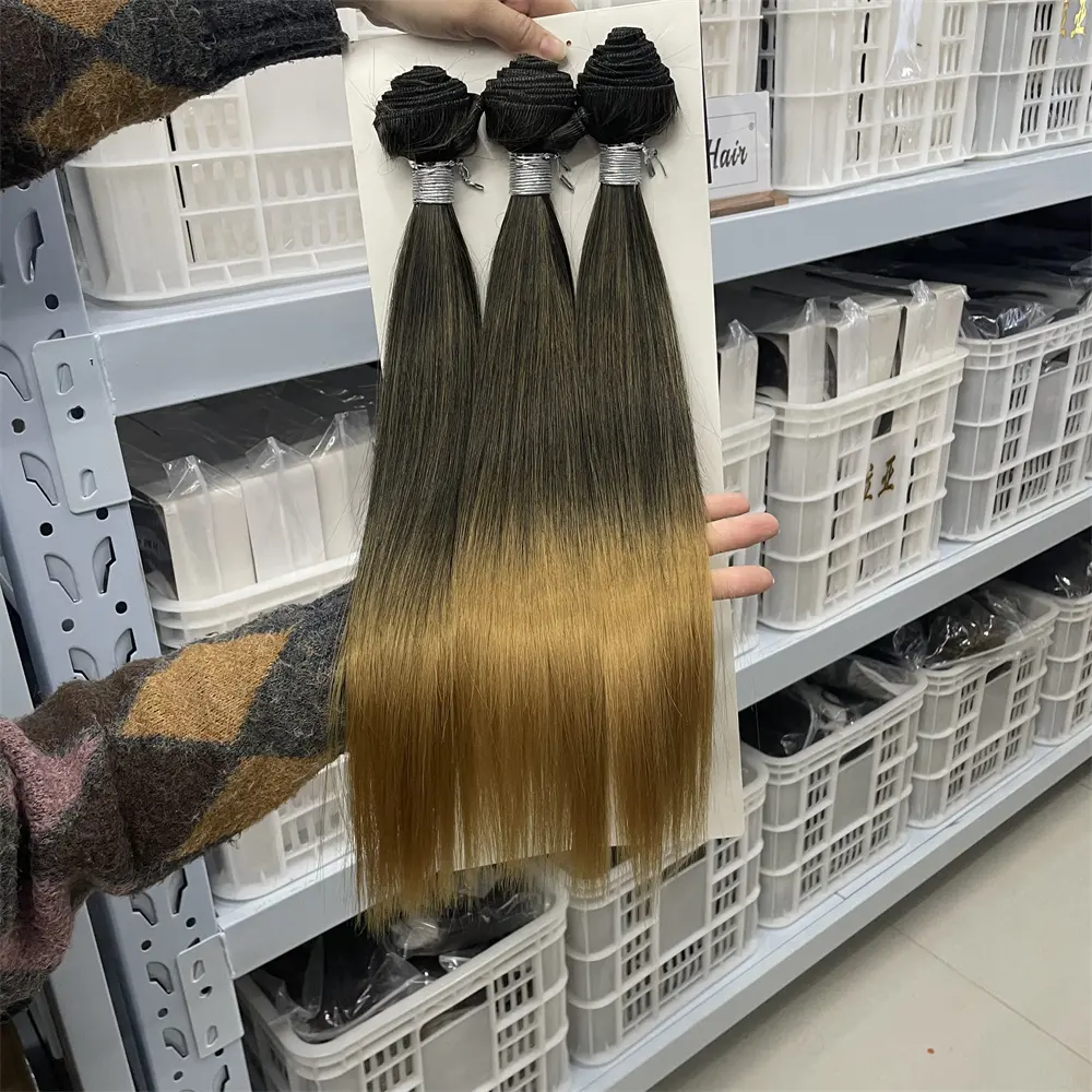 Wholesale silky straight weave synthetic sew in weft hair extensions sew in heat resistant matte fibre factory outlet