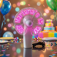 Ventilador de Mano LED Programable Ecológico FineGreen con Mensajes Personalizables y Actualizables por USB, Regalo con Temática Romántica
