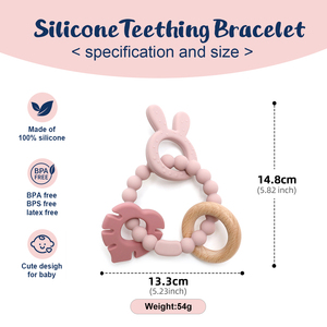 Nuevo Mordedor de Silicona con Forma de Conejito, Mordedor Masticable para Bebés, Fabricante OEM y ODM, Juguetes Sensoriales de Grado Alimenticio para la Dentición - Product Image 5
