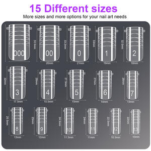 Ongles artificiels en forme de cercueil en <span class=keywords><strong>gel</strong></span> cristal rapide pour la pose d'ongles en forme d'amande de style français, pointes d'ongles en <span class=keywords><strong>gel</strong></span> pour les doigts - Product Image 3