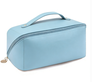 Sacs de maquillage portables Qetesh, étuis cosmétiques en cuir PU, grande trousse de toilette imperméable, organiseur de voyage, sac à pinceaux de maquillage pour femmes - Product Image 1