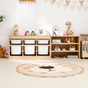 Mobiletto portaoggetti <span class=keywords><strong>Montessori</strong></span> in legno massello di pino con contenitori, organizer per la stanza dei giochi dei bambini, mobile multifunzionale per bambini - Product Image 4