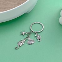 Porte-clés personnalisé avec breloque nautique, pendentif en métal argenté représentant la vie marine, souvenir de voyage créatif pour l'été, cadeau directement de l'usine