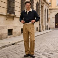 Pantalon Cargo Décontracté pour Homme, Basique, en Sergé HBT à Motif Chevrons, Taille Haute, avec Fermeture Éclair et Boutons sur le Devant, Fournisseur Populaire