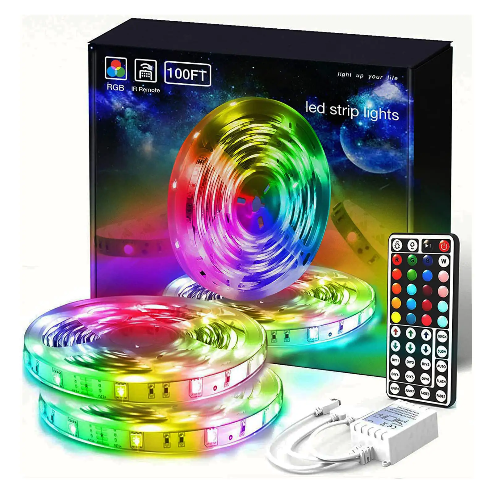 XRIVER Wholesale 100ft 30m 12V 5050 Multi-color RGB led strip light 44keys Remote Control luces led ribbon