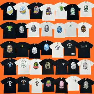 Camiseta Bape de Manga Corta Unisex con Estampado de Cabeza de Mono, Camuflaje Premium, Corte Holgado, Uso Diario, Transpirable, con Etiquetas - Product Image 3