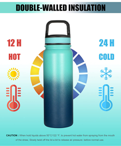 Latest 20oz Double Wall Insulated Vacuum <b>Flasks</b> Gradient Stainless Steel Sport Water Bottle With Straw Custom - Product Image 4