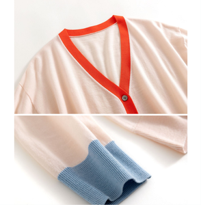Pulls en laine et coton tricotés à maille fine, légers, coupe ample, couleurs mélangées, pour femme, style bureau, 14gg, nouvelle collection - Product Image 4