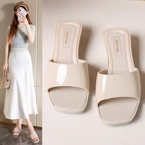 Sandales décontractées d'été pour femmes, style français européen, à bout ouvert, talon épais, ornées de cristaux brillants, à bride unique, pour l'extérieur - Product Image 6