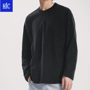 HIC เสื้อยืดแขนยาวโอเวอร์ไซส์เปิดไหล่ตกสีพื้นสำหรับทุกเพศ220gsm ผ้าฝ้าย100% แบบกำหนดเอง - Product Image 1
