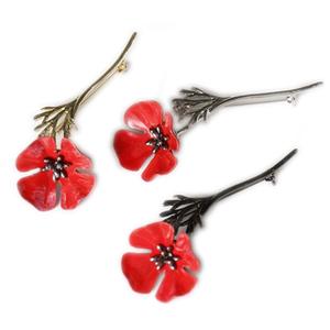 Nieuwe Klaproos Bloem Broche Met Legering Rode Druppel Olie Papaver Bloem Broche Accessoire Drie Kleuren - Product Image 1