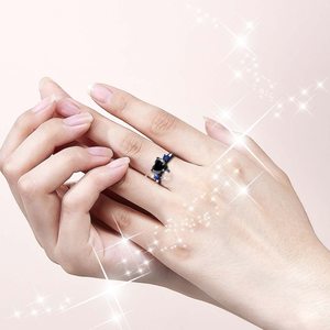 새로운 커플 주얼리 데인티 블랙 하트 크리스탈 방수 스테인리스 스틸 드래곤 반지 세트 러브 하트 매칭 프로미스 링 - Product Image 3