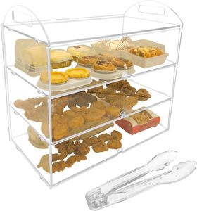 4段クリアアクリル製カウンター用ベーカリーディスプレイケース、5mm高耐衝撃PETGパネル、パンケース - Product Image 5