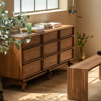Commode à 6 tiroirs en bois de frêne massif Wabi Sabi pour boutique de détail