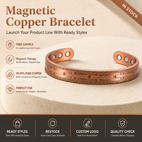 Joyería Magnética de Cobre Puro, Joyería de Terapia Magnética, Brazalete de Cadena de Triple Hilera Vintage para Venta al por Mayor y Suministro de Marca Personalizada