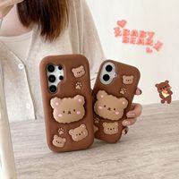 Support de téléphone portable en silicone 3D mignon et adorable en forme d'ours, antichoc, pour Redmi Note 14 Note 13