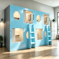 Lit superposé individuel avec rideau d'intimité, capsule de couchage à 4 compartiments pour auberge et hébergement familial