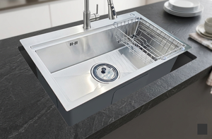 Évier de cuisine SUNMORE manuel sur mesure en acier inoxydable de haute qualité, à cuve unique, design moderne, installation sous plan, finition brossée - Product Image 6