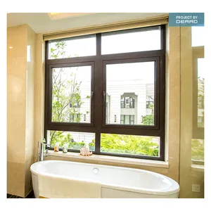 Toptan özel alüminyum kanatlı pencere çift low-e temperli cam ile ev apartman banyo için