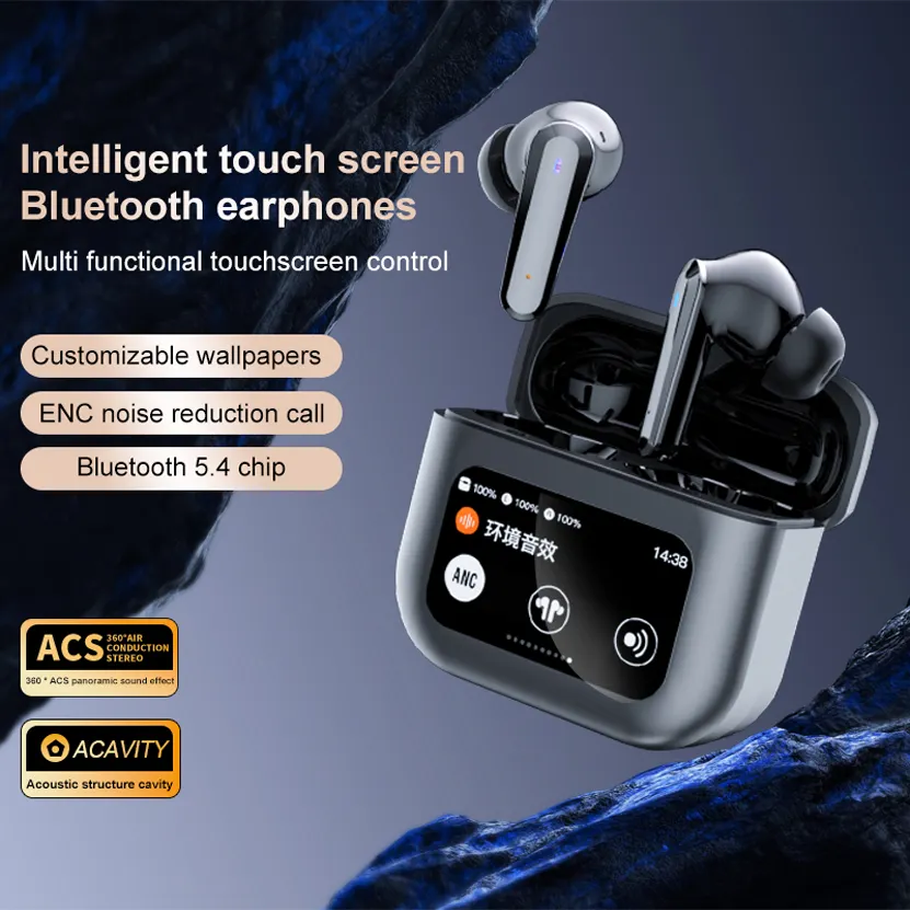 ANC Q30 Wireless Bluetooth Headphones TWS Earbuds In Ear With Mic Hifi Stereo Sports Earphone Waterproof Gaming Headset LCD