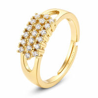 OUGEPHELI Bague en Argent Sterling 925 Plaqué Or/Argent avec Moissanite en Grappe et Sertissage Pavé, Bande Ouverte, Bijou Tendance pour Femme