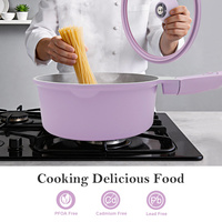 Casserole en aluminium moulé violet OEM avec revêtement céramique antiadhésif, poignée amovible, petite marmite de cuisson, compatible four