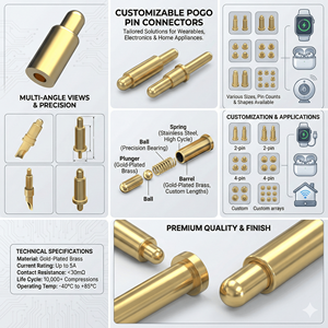 Penjualan Panas Konektor Pogo Pin Kustom 2.5mm Pitch, Kontak Pegas SMT DIP, 1 Baris, Lapisan Emas, Soket Konektor Pogo Pin - Product Image 1