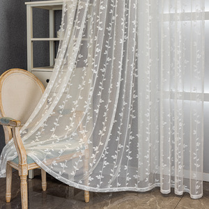 Rèm cửa voan ren trắng phong cách đồng quê Mỹ, chất liệu jacquard, dùng cho phòng khách, ban công, phòng ngủ - Product Image 1