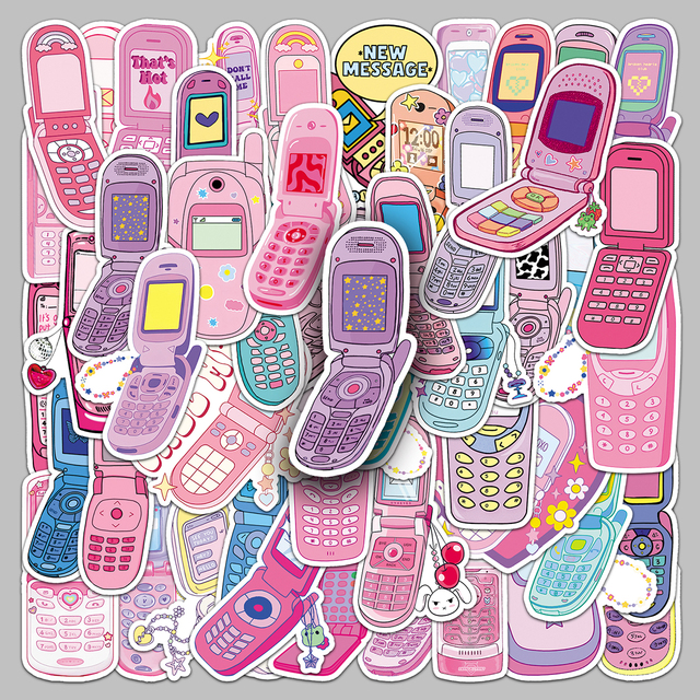 50pcs Factory Wholesale Electronic Equipment Stickers Vinyl Self-adhesive Print Cartoon Phone Stickers