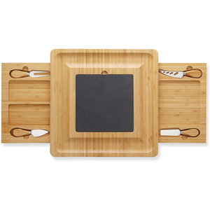 Eco Go Eco-Friendly <b>Large</b> <b>Square</b> Bamboo Charcuterie Board <b>Set</b> with Cheese Platter and Cutlery - Product Image 1