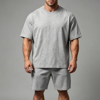 HONFIT Ensemble de sport décontracté en polyester et coton pour homme – T-shirt et short unis, idéal pour la gym et le fitness