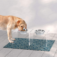 Support double pour gamelles d'animaux en acrylique, transparent et surélevé, support pour gamelles de chien, support pour gamelles de chat, support pour gamelles d'alimentation pour animaux