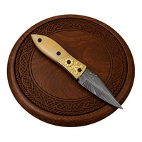Nouveautés : Couteau à lame fixe en acier Damas fait main, manche en os, étui en cuir, couteau de poche sur commande OEM, en vente
