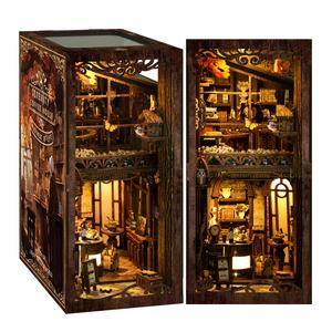 Offres Spéciales bibliothèque étagère décoration noël livre coin MDF bricolage <span class=keywords><strong>maison</strong></span> de poupée café 3D en bois bricolage livre coin pour adultes - Product Image 1