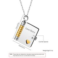 Pendentif livre de couple romantique de luxe collier en acier inoxydable bloqué en or 18 carats bricolage sculpture au laser cadeau personnalisé