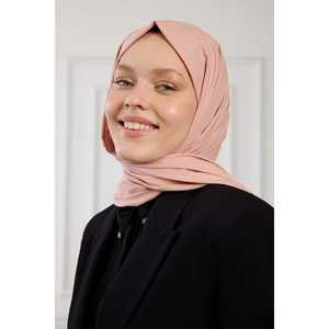 Pure Cotton Scarf <b>Nude</b> Pink Plain Dyed Long Lightweight Women's Knitted Scarf - Product Image 3