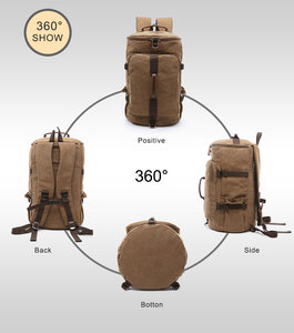 กระเป๋าเป้สะพายหลังผ้าใบวินเทจสำหรับผู้ชายกระเป๋าเป้สะพายหลังกลางแจ้งแบบเต็มรูปแบบโลโก้และดีไซน์ออกแบบได้ตามต้องการ - Product Image 4