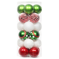 Juego de Adornos Navideños Surtidos, Bolas de Plástico Irrompibles con Malla y Relieve para Decoración de Árboles de Navidad, 6 cm