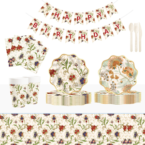 DAMAI Nuevo Juego de Platos de Papel para Fiesta de Té con Diseño de Flores Onduladas Color Marrón Claro, Personalizado - Product Image 2