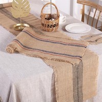Chemin de table en jute naturelle écologique tissé, style uni, avec pompons, imperméable, poids moyen, pour filles