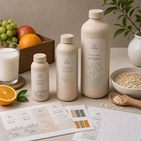 Botella de Papel Biodegradable y Reciclable Ecológica de 350 ml Personalizada, Bebidas Probióticas, Yogur, Envases Sostenibles para Bebidas