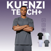 T-shirt Oversize Homme Kuenzi 100S en Modal, Lyocell, Lin, Soie de Mûrier, Coton Anti-Plis et Anti-Boulochage, Sensation de Fraîcheur