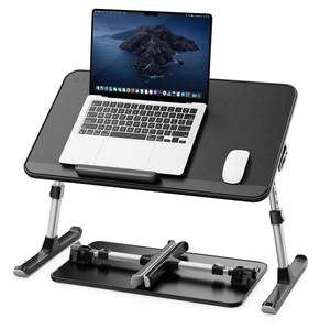 SAIJI hotsale basit deri yüzey dizüstü bilgisayar masası ayarlanabilir katlanabilir siyah yatak ev ofis için <span class=keywords><strong>lap</strong></span> masası çocuk çalışma masası - Product Image 1