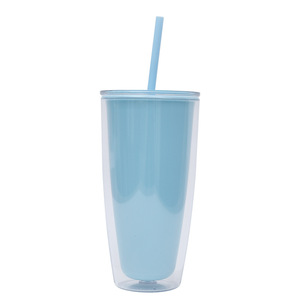Shang Kou Ai Double Walled Plastic Cup 500Ml Reusable With Straw For Student Use Back To School Drinkware - Product Image 2