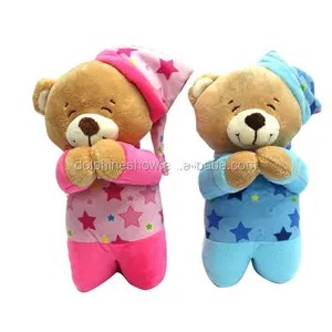 Cute plush toys for kids prayer praying bear lay me down to sleep prayer stuffed animal teddy bear