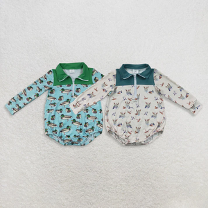 Combinaisons à manches longues pour bébés garçons, à motif de canards et de carreaux, avec fermeture éclair, pour la chasse - Product Image 1