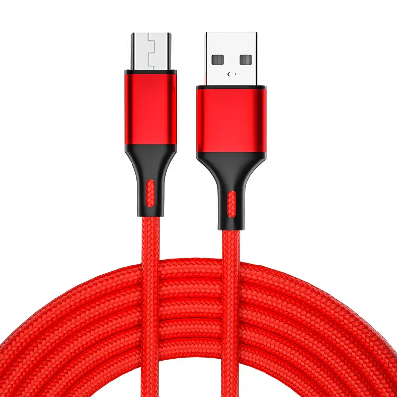 Новый дизайн, лидер продаж, 2 м, 6 футов, металлическая головка Micro USB, нейлоновый Плетеный USB-кабель для быстрой зарядки, OEM ODM, зарядный кабель