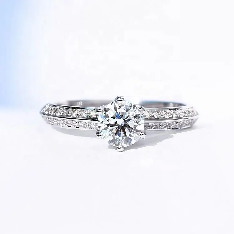 Handmade Wedding Band Classic Design Jewelry 14k 18k White Gold 1 carat solitaire lab grown diamond engagement Ring